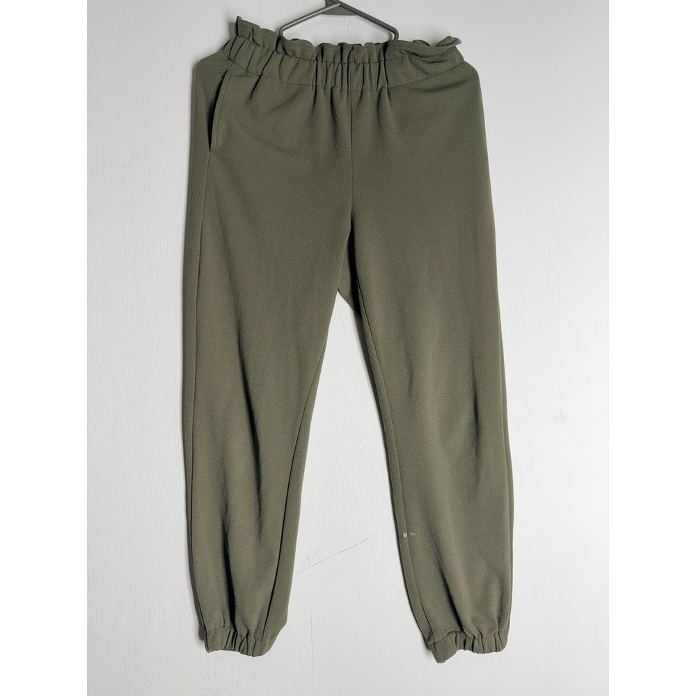 Bar III Olive Green Paperbag Waist Jogger Pants Crepe Textured Tapered Small